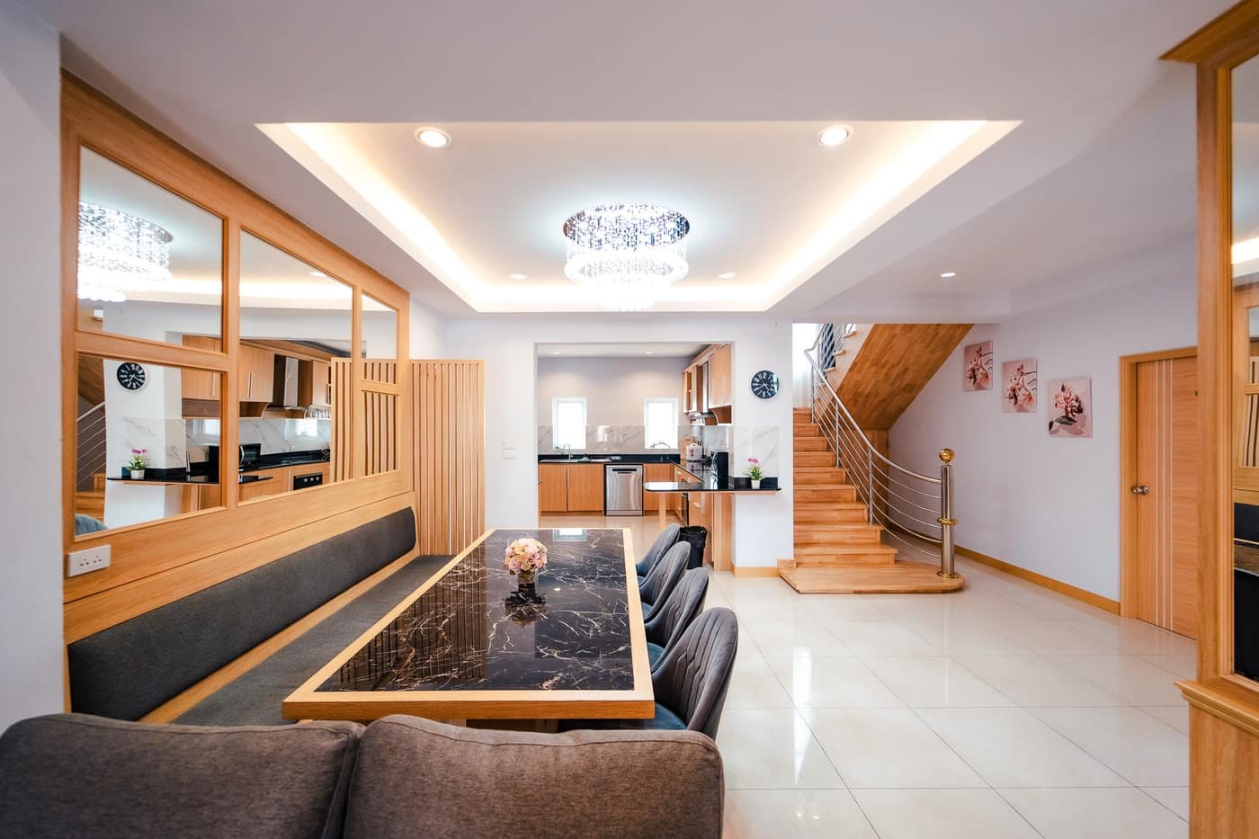 Open-plan living and dining room at Tag Villas
